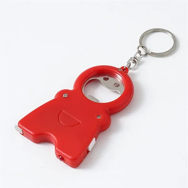 4 In 1 Keychain Bottle Qpener Flashlight 3 Ft Measure Tape