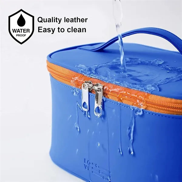 PU Leather Zipper Cosmetic Travel Storage Bag