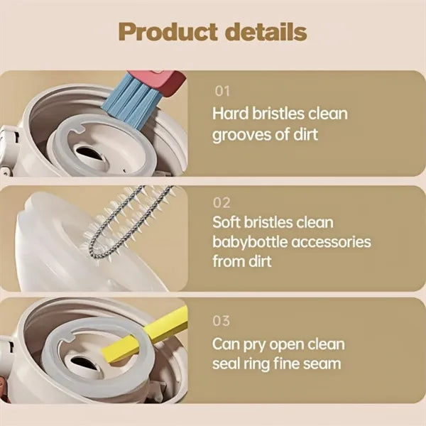3 in 1 Cup Lid Crevice Cleaning Brush
