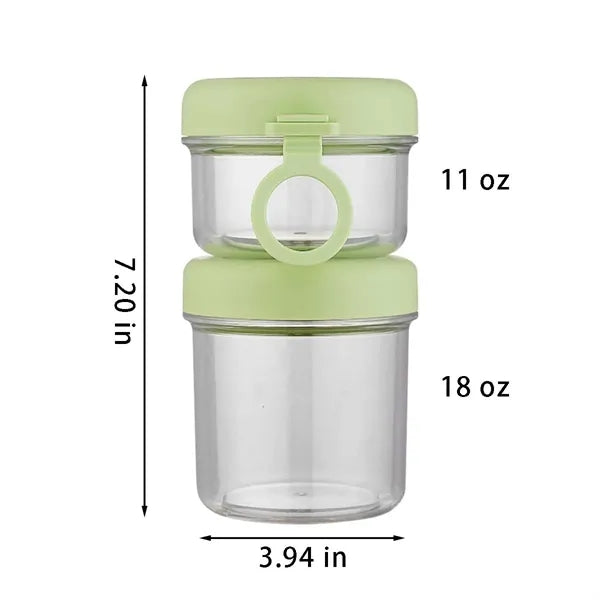 Dual jars overnight yogurt oats containers with lids spoons