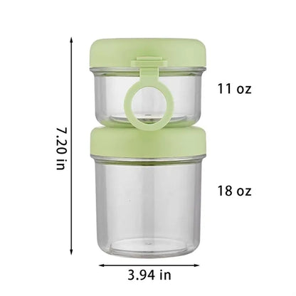 Dual jars overnight yogurt oats containers with lids spoons