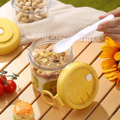 Dual jars overnight yogurt oats containers with lids spoons