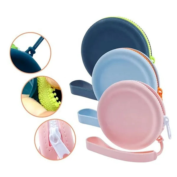Silicone Round Coin Purse And Earphone Bag