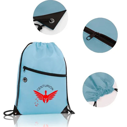 Drawstring Backpack with Front Zipper Pocket ( 13.5" X 18" )