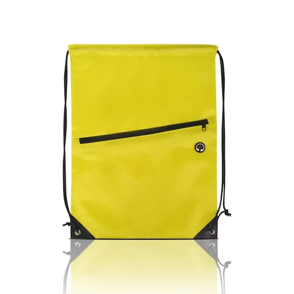 Drawstring Backpack with Front Zipper Pocket ( 13.5" X 18" )