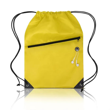 Drawstring Backpack with Front Zipper Pocket ( 13.5" X 18" )