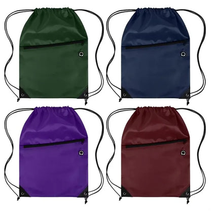Drawstring Backpack with Front Zipper Pocket ( 13.5" X 18" )