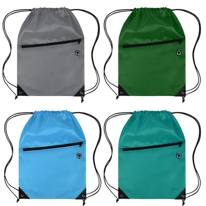 Drawstring Backpack with Front Zipper Pocket ( 13.5" X 18" )