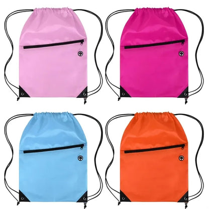 Drawstring Backpack with Front Zipper Pocket ( 13.5" X 18" )