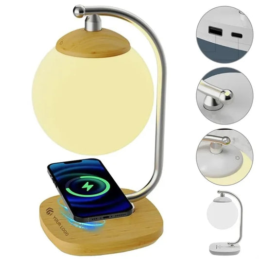 5 colors moon bedside lamp night light with wireless charger