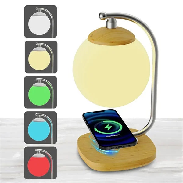 5 colors moon bedside lamp night light with wireless charger