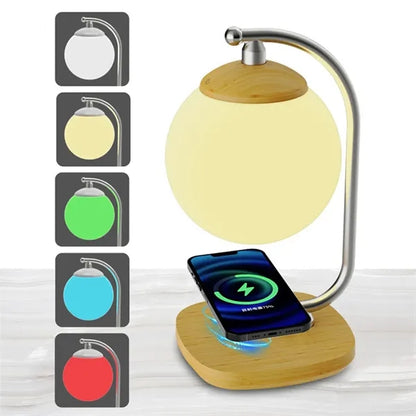 5 colors moon bedside lamp night light with wireless charger