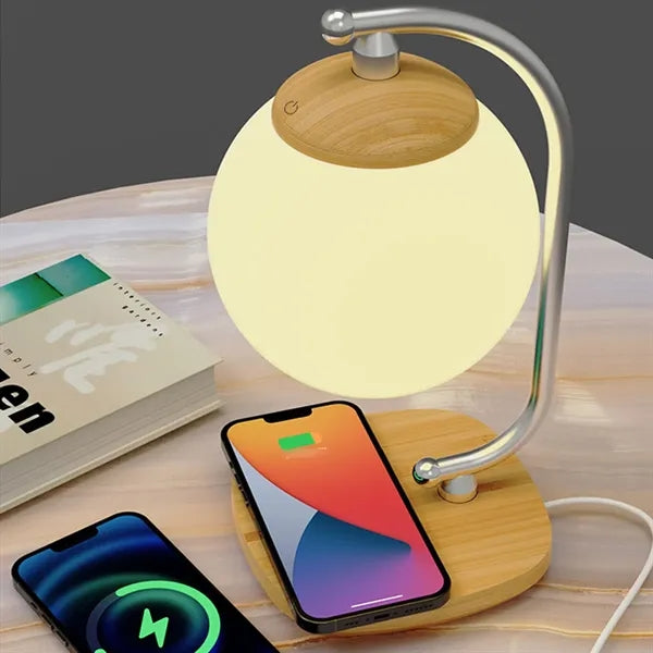 5 colors moon bedside lamp night light with wireless charger