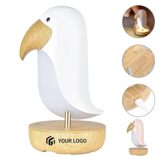 Rechargeable bird bluetooth speaker bedside warm night light