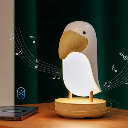 Rechargeable bird bluetooth speaker bedside warm night light