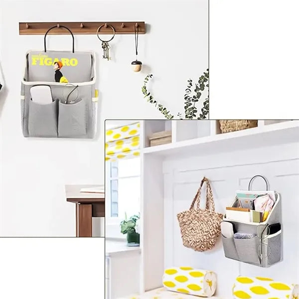 Bedroom wall hanging bag organizer basket with pockets