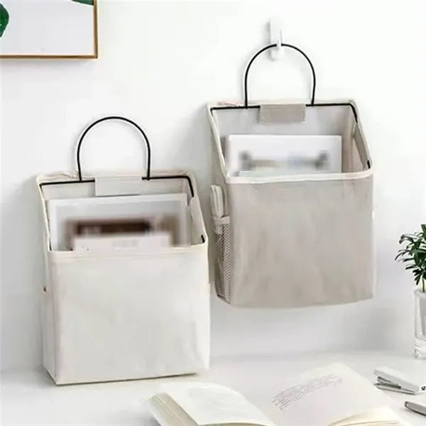 Bedroom wall hanging bag organizer basket with pockets