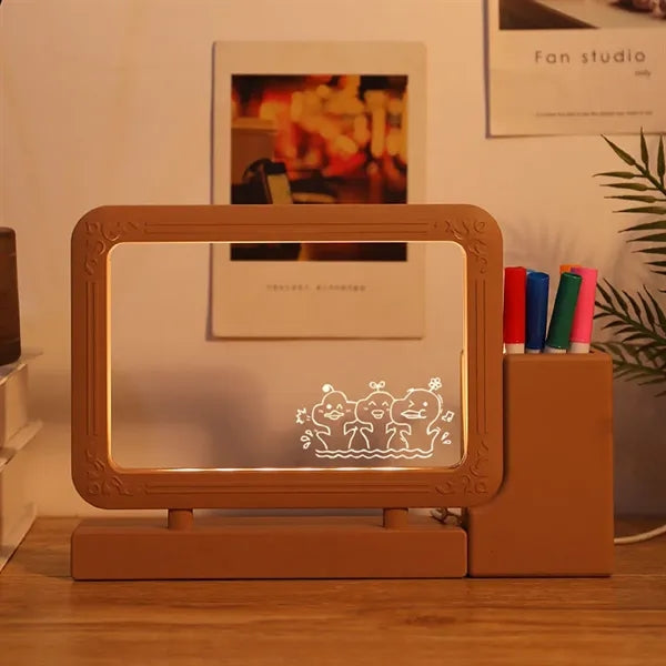 Pen holder night light erasable writing board ornaments