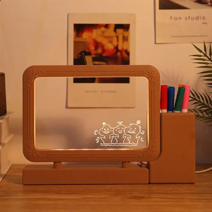 Pen holder night light erasable writing board ornaments