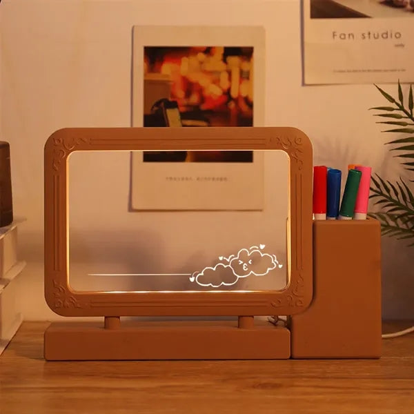 Pen holder night light erasable writing board ornaments