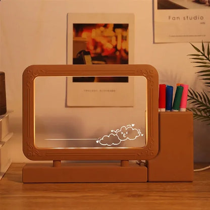 Pen holder night light erasable writing board ornaments