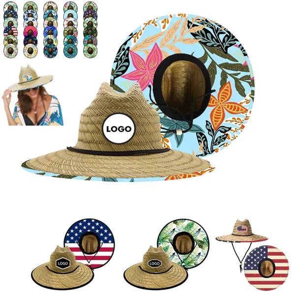 Custom Printed Pattern Straw Sun Hat