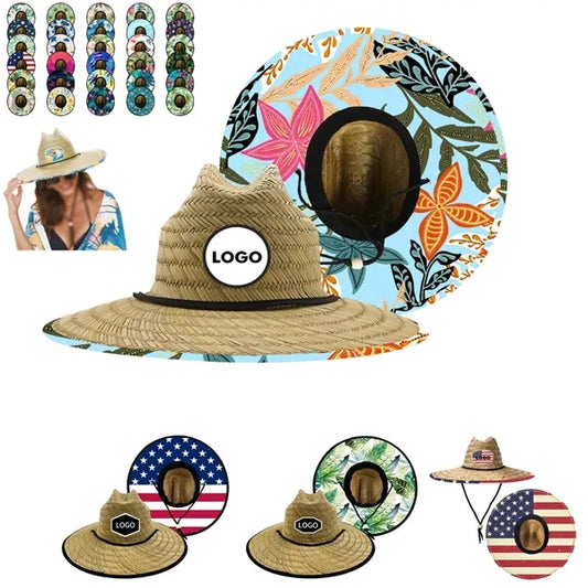 Custom Printed Pattern Straw Sun Hat