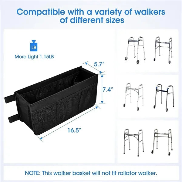 Foldable Oxford Walker Storage Bag w/ Mesh Pockets