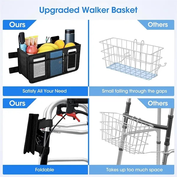 Foldable Oxford Walker Storage Bag w/ Mesh Pockets