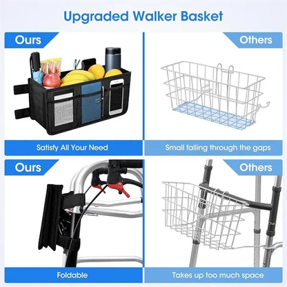 Foldable Oxford Walker Storage Bag w/ Mesh Pockets