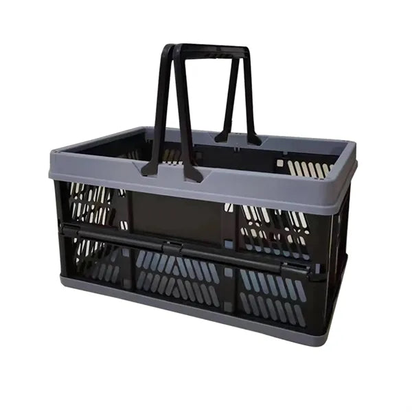 Foldable Plastic Storage Basket w/Handle for Shopping Picnic