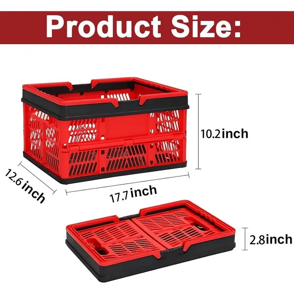 Foldable Plastic Storage Basket w/Handle for Shopping Picnic