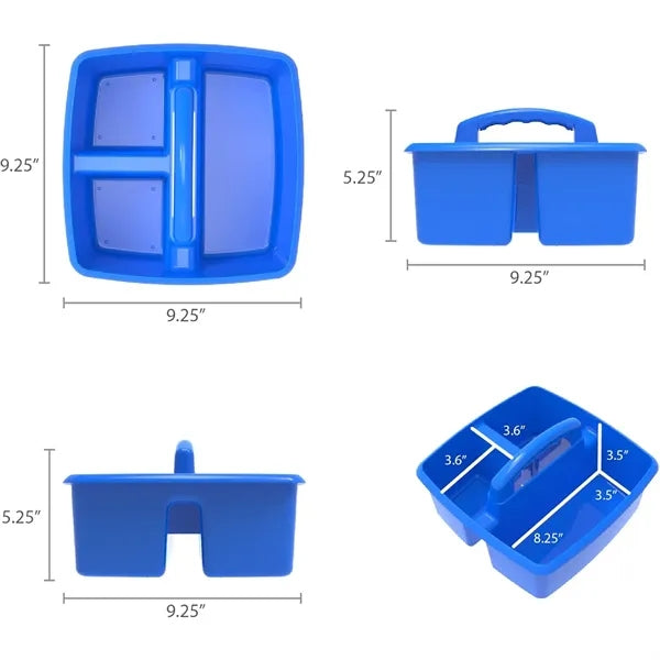 3 Compartments Plastic Storage Caddy w/ Carrying Handle