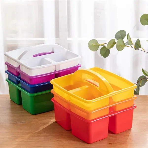 3 Compartments Plastic Storage Caddy w/ Carrying Handle