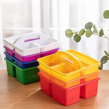 3 Compartments Plastic Storage Caddy w/ Carrying Handle
