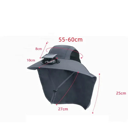 Wide Brim Solar Powered Fan Hat