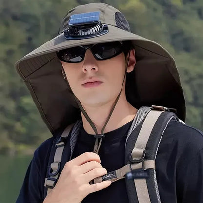 Wide Brim Solar Powered Fan Hat