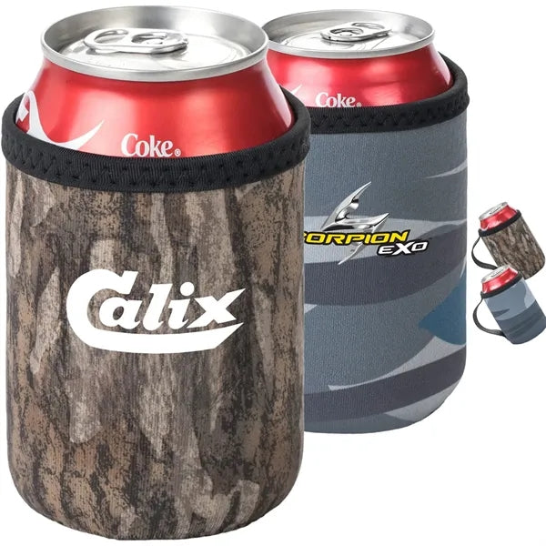 12 Oz. Neoprene collapsible camo Can Cooler w/ Strap Handle