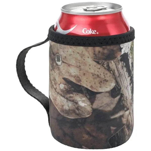 12 Oz. Neoprene collapsible camo Can Cooler w/ Strap Handle