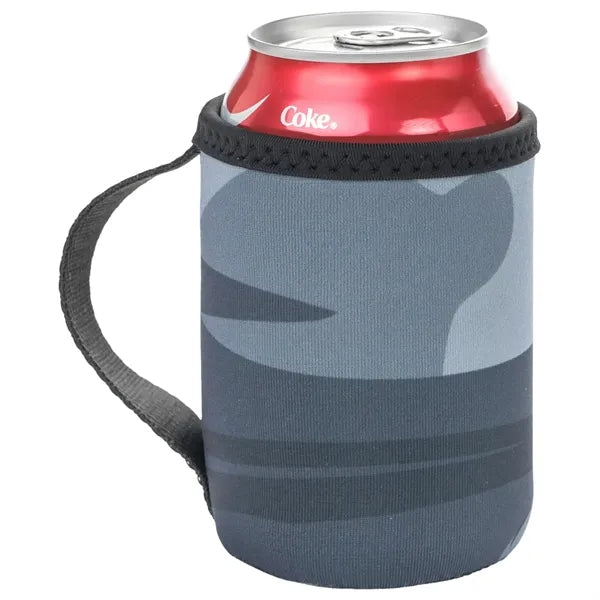 12 Oz. Neoprene collapsible camo Can Cooler w/ Strap Handle