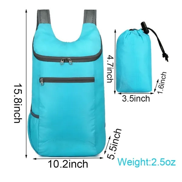 15L Waterproof Polyester Foldable Backpack Bag 10''x16''x6''