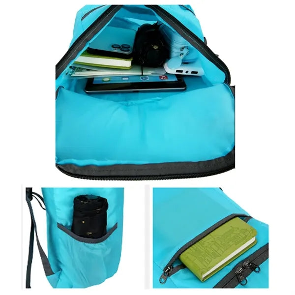 15L Waterproof Polyester Foldable Backpack Bag 10''x16''x6''
