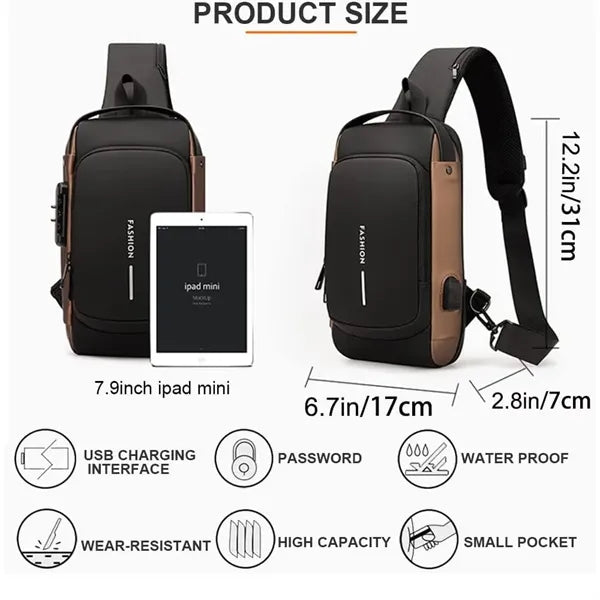 Technology USB Portable Outdoor Men's Cross-body Chest Bag