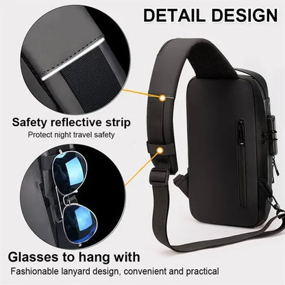 Technology USB Portable Outdoor Men's Cross-body Chest Bag