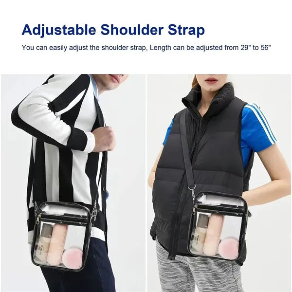 Clear Crossbody Bag with Zipper Closure and Adjustable Strap