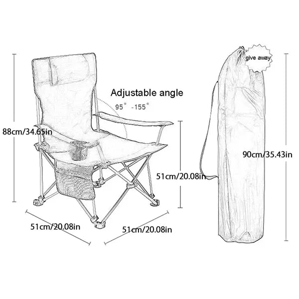 Folding Outdoor Camping Chair with carry Bag and Cup Holder
