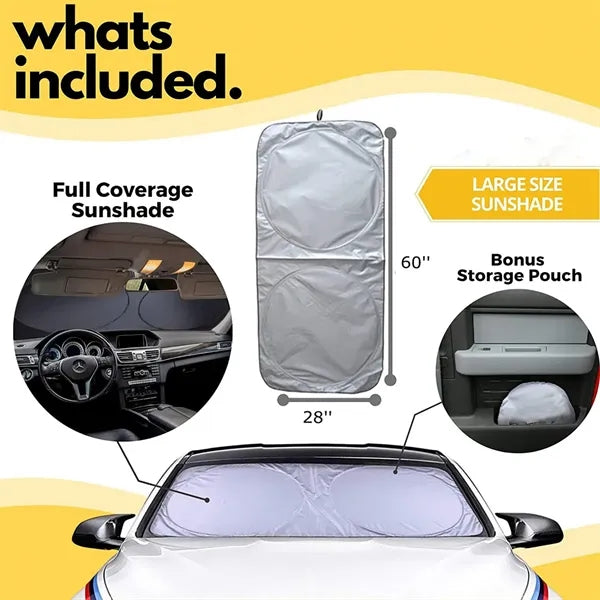 Car Windshield Sun Shade with Storage Pouch