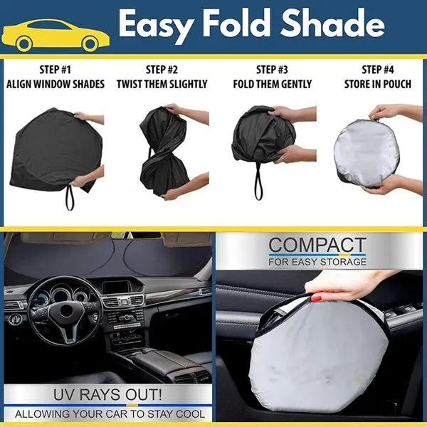 Car Windshield Sun Shade with Storage Pouch