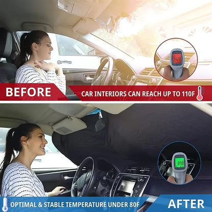Car Windshield Sun Shade with Storage Pouch