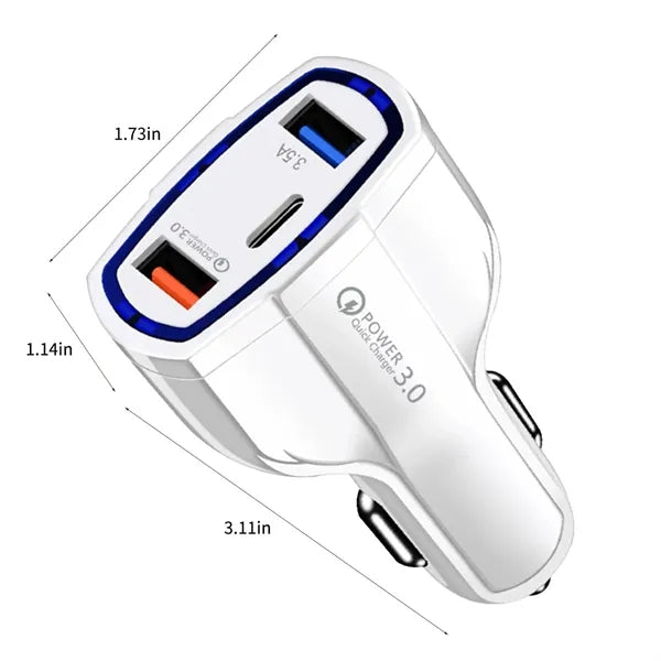 Dual USB Port Whit type-C  Car Charger